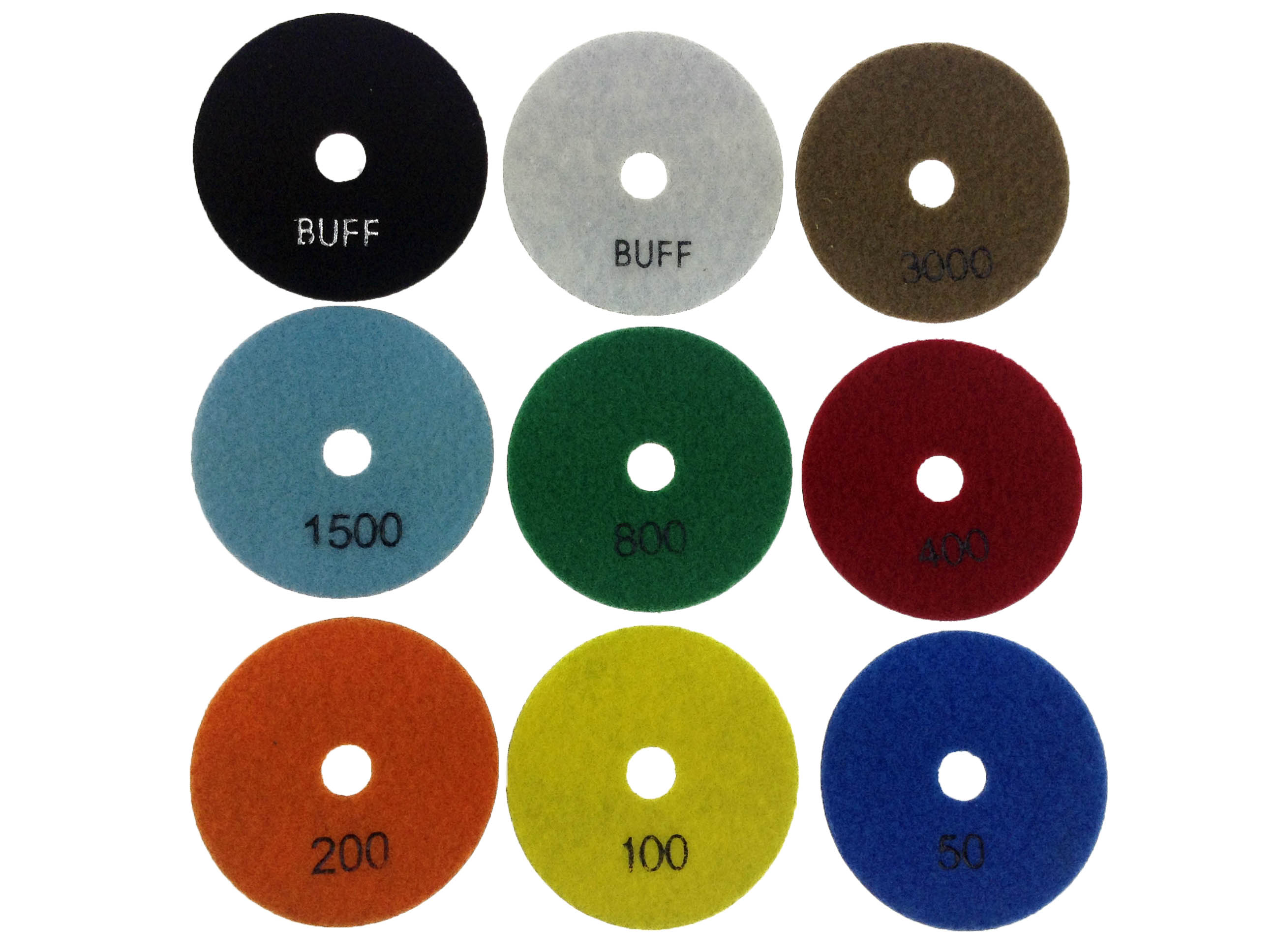 Nakładki polerskie 8er (mokre) Zestaw Ø 100 mm grubość 3,5 mm Tamponi per lucidatura a secco 8er Set Ø100mm spessore 3,5mm